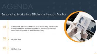 Agenda Enhancing Marketing Efficiency Through Tactics