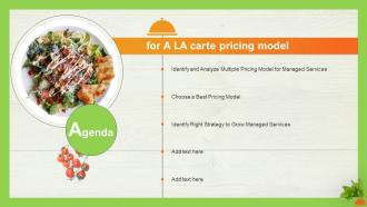 Agenda For A La Carte Pricing Model Ppt Professional Graphics Template