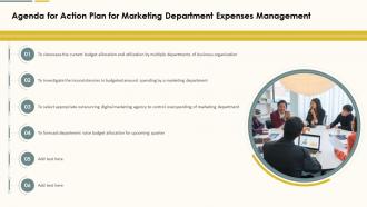 Agenda For Action Plan For Marketing Department Expenses Management