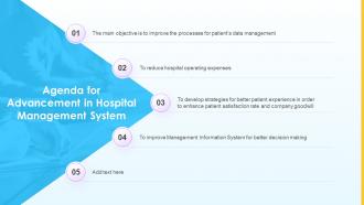 Agenda For Advancement In Hospital Management System