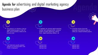 Agenda For Advertising And Digital Marketing Agency Business Plan BP SS