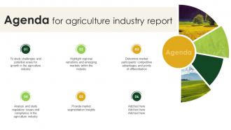 Agenda For Agriculture Industry Report Outlook Ppt Slides Infographic Template IR SS