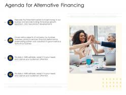 Agenda for alternative financing alternative financing pitch deck ppt visuals