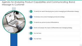 Agenda for analyzing product capabilities and communicating brand message