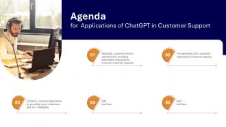 Agenda For Applications Of ChatGPT In Customer Support ChatGPT SS V