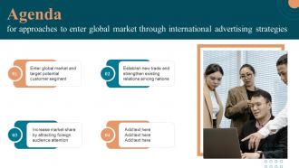 Agenda For Approaches To Enter Global Market Through International Advertising Strategies MKT SS V