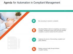 Agenda for automation in compliant management automation compliant management ppt grid