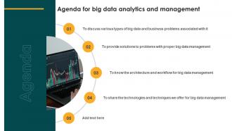 Agenda For Big Data Analytics And Management Ppt Graphics