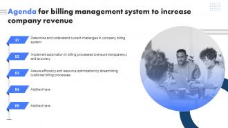 Agenda For Billing Management System To Increase Company Revenue