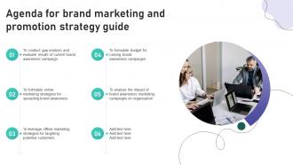 Agenda For Brand Marketing And Promotion Strategy Guide Ppt Slides Background Images