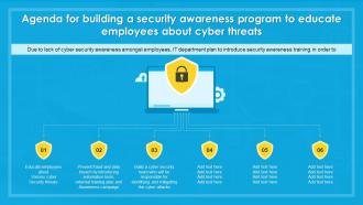 Agenda For Building A Security Awareness Program To Educate Employees About Cyber Threats