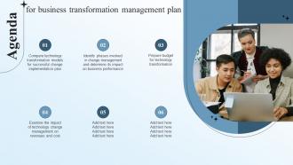 Agenda For Business Transformation Management Plan Ppt Powerpoint Presentation File Diagrams