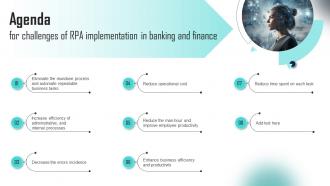 Agenda For Challenges Of RPA Implementation In Banking And Finance