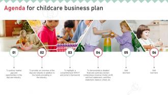 Agenda For Childcare Business Plan Ppt Demonstration BP SS