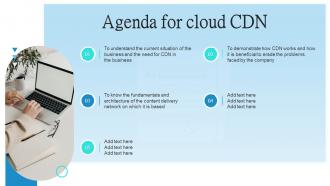 Agenda For Cloud CDN Ppt Powerpoint Presentation Gallery Slide