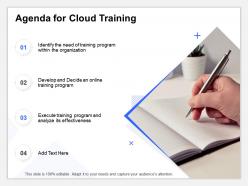Agenda for cloud training analyze ppt powerpoint presentation example 2015