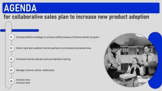 Agenda For Collaborative Sales Plan To Increase New Product Adoption Strategy SS V
