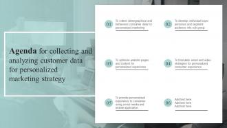 Agenda For Collecting And Analyzing Customer Data For Personalized Marketing Strategy