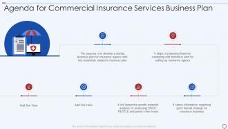 Agenda for commercial insurance services business plan