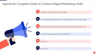 Agenda For Complete Guide To Conduct Digital Marketing Audit
