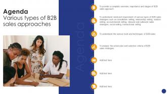 Agenda For Comprehensive Guide For Various Types Of B2B Sales Approaches SA SS