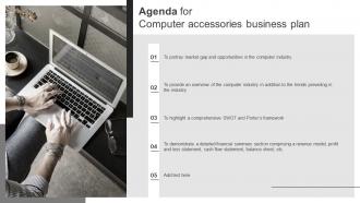 Agenda For Computer Accessories Business Plan BP SS