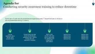 Agenda For Conducting Security Awareness Training To Reduce Downtime