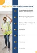 Agenda For Construction Playbook One Pager Sample Example Document