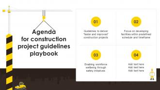 Agenda For Construction Project Guidelines Playbook Ppt Slides Format