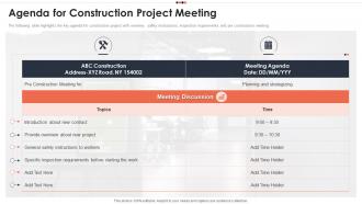Agenda For Construction Project Meeting