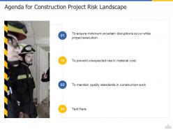 Agenda For Construction Project Risk Landscape Ppt Ideas