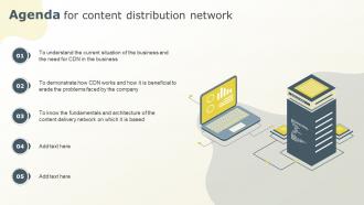 Agenda For Content Distribution Network Ppt Powerpoint Presentation Diagram Graph Charts