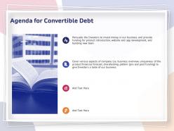 Agenda for convertible debt business ppt powerpoint presentation professional clipart