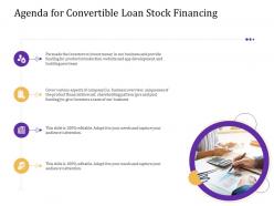 Agenda for convertible loan stock financing ppt portrait