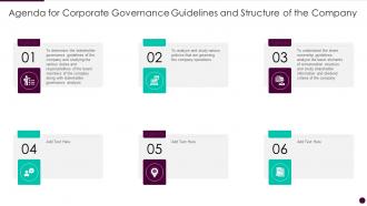 Agenda for corporate governance guidelines and structure of the company