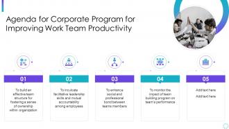 Agenda for corporate program for improving work team productivity