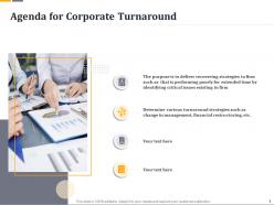 Agenda for corporate turnaround ppt powerpoint gallery slides