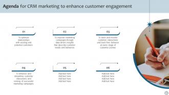 Agenda For CRM Marketing To Enhance Customer Engagement MKT SS V