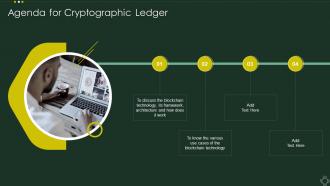 Agenda For Cryptographic Ledger