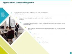 Agenda for cultural intelligence essential skills ppt powerpoint presentation diagram templates