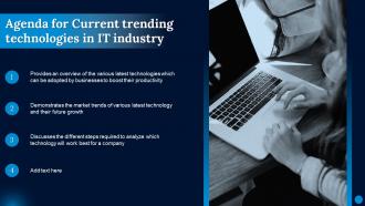 Agenda For Current Trending Technologies In IT Industry