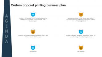 Agenda For Custom Apparel Printing Business Plan BP SS