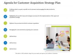 Agenda for customer acquisition strategy plan steps ppt powerpoint model vector