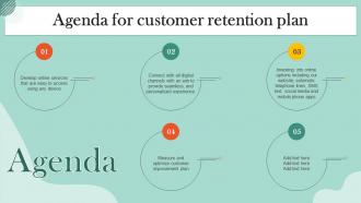 Agenda For Customer Retention Plan Ppt Powerpoint Presentation File Deck