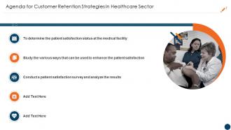 Agenda For Customer Retention Strategies In Healthcare Sector