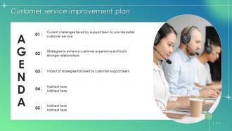 Agenda For Customer Service Improvement Plan Ppt Infographic Template Background Images