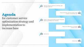Agenda For Customer Service Optimization Strategy And Implementation To Increase Base