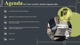 Agenda For Cyber Security Attacks Response Plan Ppt Infographic Template Background Images