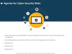 Agenda for cyber security risks optimize ppt powerpoint presentation visuals