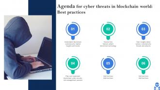 Agenda For Cyber Threats In Blockchain World Best Practices BCT SS V